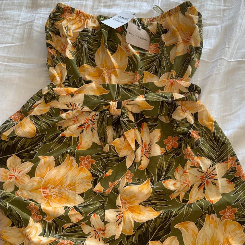 BLUE PEPPER BOUTIQUE  Floral Jumpsuit - Olive and Orange